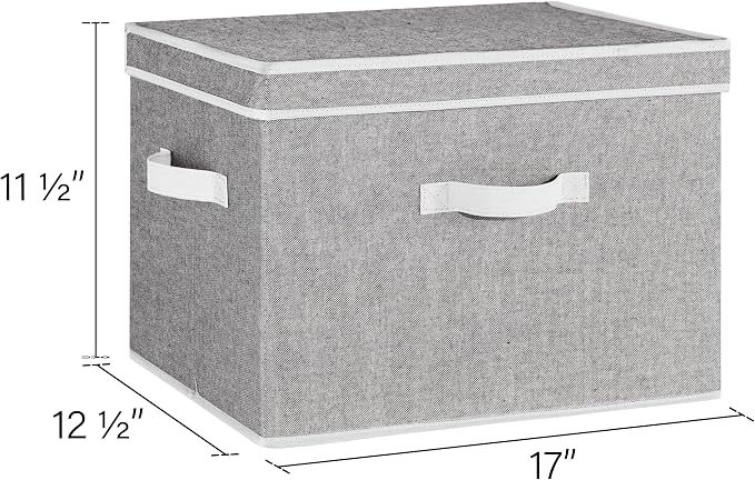 StorageWorks Fabric Storage Bins with Lid, Decorative Storage Boxes for Shelves, Stackable Closet Organizer Basket with Handles, Jumbo, Gray, 2-Pack | Flip-Top Lid, 3 Handles, Collapsible, Stackable, for Clothes Blankets, Multi-Purpose, Jumbo, Gray, 2-...