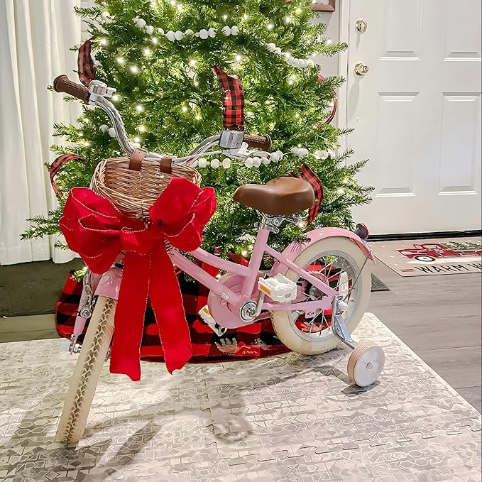 Glerc Little Molly 12-20 Inch Kids Retro Cruiser Bike for 2-13 Year Old with Wicker Basket & Training Wheels/Kickstand, Multiple Colors