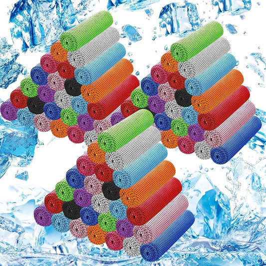 90Pack Cooling Towels for Neck and Face (40"x12"), Ice Microfiber Cooling Towels Bulk for Workout Cooling Neck Wraps Sweat Towels for Gym Yoga Golf Running Sport