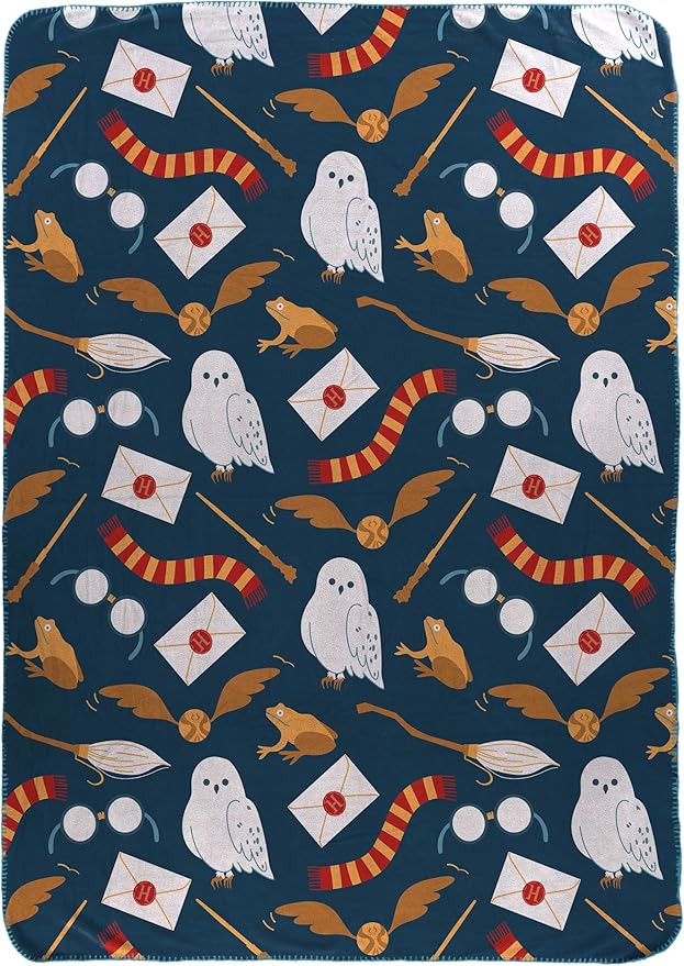 Jay Franco Kids Plush Throw Blanket – Soft & Cozy Fleece Throw for Bedroom & Couch Décor, Official Licensed Product, Blue - Harry Potter, 46x60 - Throw Blanket