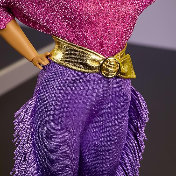Barbie Signature Doll, Debbie Allen Tribute Collection Posable Doll with Off-Shoulder Top, Gold Belt, and Purple Fringe Pants with Leg Warmers