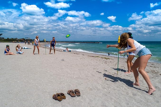 Bottle Bash Outdoor Flying Disc Game Set – Frisbee Toss Backyard and Beach Game for Family, Adult & Kids - Beersbee & Polish Horseshoes