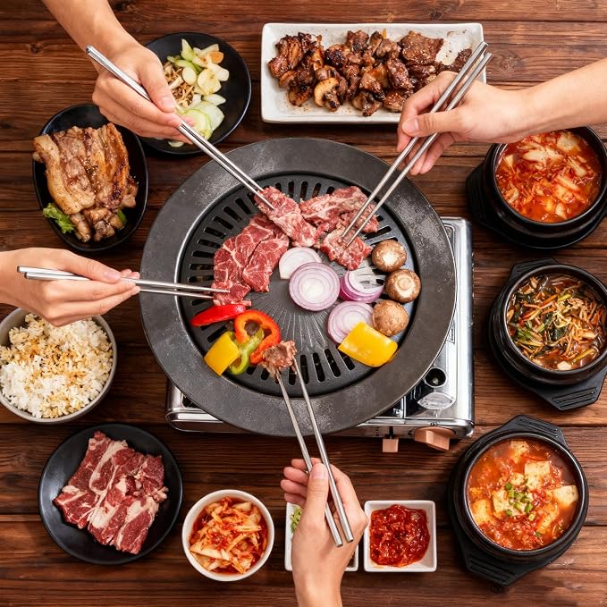 Detachable Grill Pan & Gas Stove Combo with Safety Auto-Eject | Portable Suitcase Design for Camping, Tailgating, Picnics, Indoor/Outdoor Cooking & Hot Pot