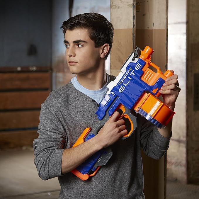 Nerf HyperFire Motorized Elite Blaster, 25-Dart Drum, Fires Up to 5 Darts Per Second, Includes 25 Official Elite Darts (Amazon Exclusive)