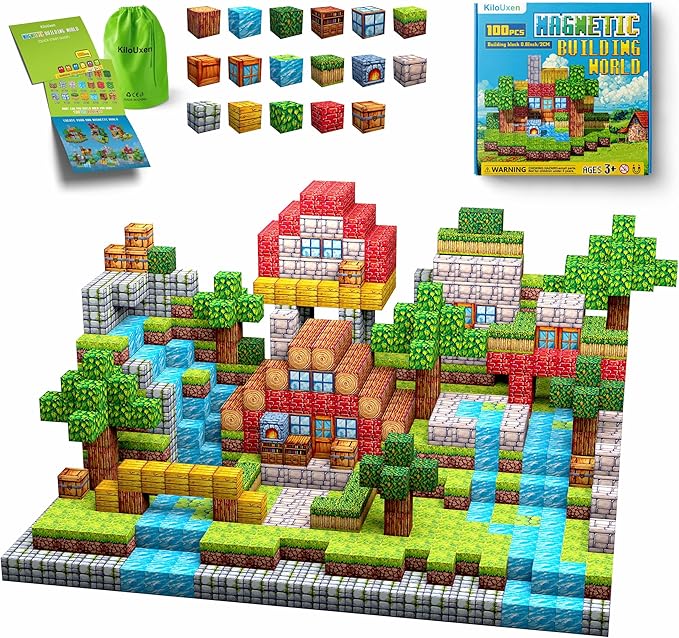 Magnetic Blocks-100PCS Kid's Toys,Magnetic BuildIing Blocks,Educational Toys for Boys & Girls Ages 3-4 5 6 7 8 9 10,STEM Montessori Stacking Toy, Sensory Toy, Birthday Gift