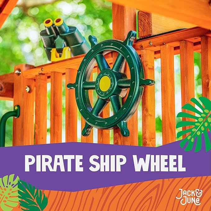 Jack and June Yellow and Green Captain Ship Wheel Swing Set Accessory for Any Playset