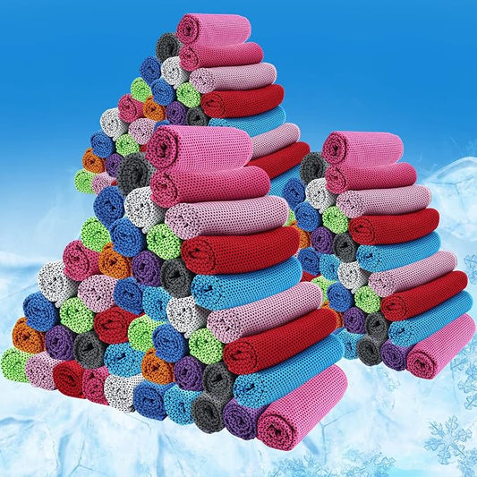BBTO 80 Pcs 32 x 12 Inch Microfiber Cooling Towels, Ice Cold Towel for Neck and Face Breathable Chilly for Yoga, Sport, Gym, Workout, Camping and More Activities(Multicolor)
