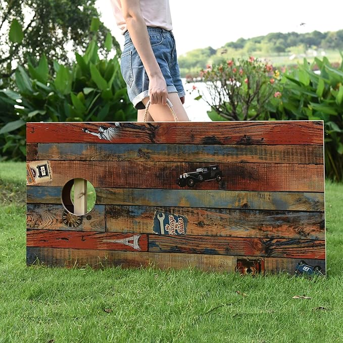 Sportdo 4x2 ft Solid Wood Cornhole Set with 8 Bean Bags, Regulation Size Cornhole Board Set for Adults, Cornhole Game Set for Tailgate Backyard Toss Games Indoor&Outdoor Activities