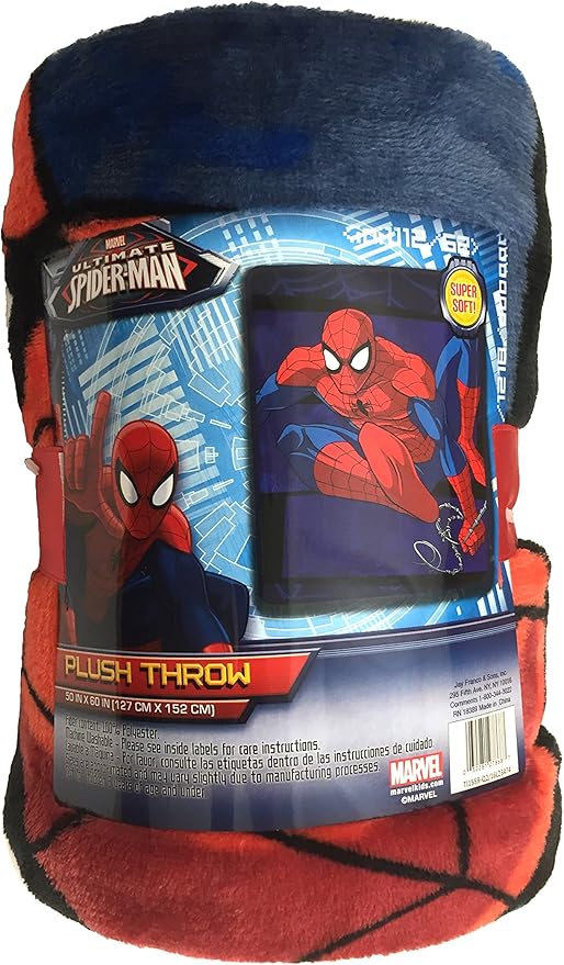 Jay Franco Plush Throw Blanket – 46" x 60" Inches Kids Hero Soft & Cozy Fleece Throw for Bedroom & Couch Décor, Official Licensed Product, Blue - Spiderman