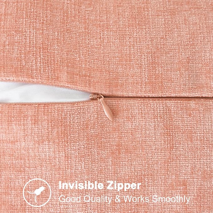 CaliTime Decorative Couch Throw Pillow Covers 18 X 18 Inches Dusty Pink | Pack of 2, Cozy Chenille Cushion Cases, Cotton Thread Stitching Edges, for Sofa Bed Living Room Farmhouse