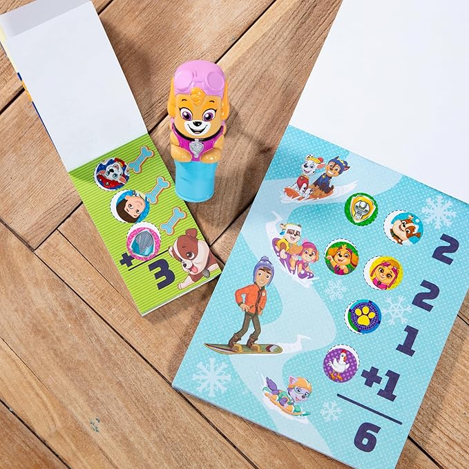 Melissa & Doug Sticker Wow!™ PAW Patrol Skye Bundle: 24-Page Activity Pad, Sticker Stamper, 500 Stickers, Mini Pad, Arts and Crafts Fidget Toy Collectible Character