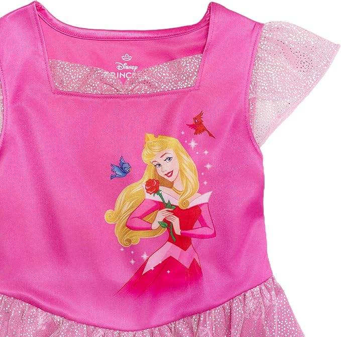 Disney Girls' Princess Dress Nightgown, Fantasy Gown, Soft & Cute Pajamas for Kids