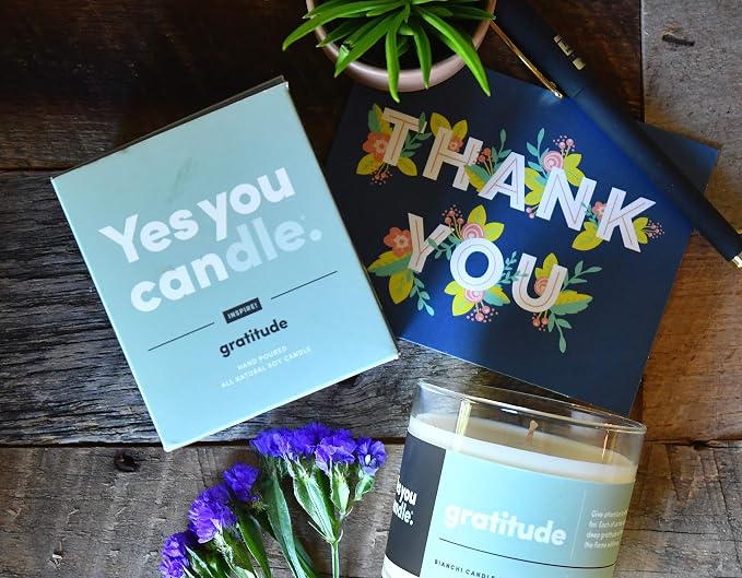 Yes You Candle - Gratitude, Bergamot & Citrus, Highly-Scented, Inspirational Soy Candle, Made in USA, Pure Essential Oils, Aromatherapy, 8 oz