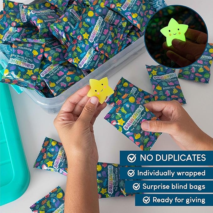 Mochi Squishy Toys Bulk for Kids Party Favors Pack 80 - BONNYCO | Goodie Bags Stuffers for Kids with Glow in the Dark | Return Gifts Birthday Party, Squishy Fidget Toys Pinata Stuffers Birthday Kawaii