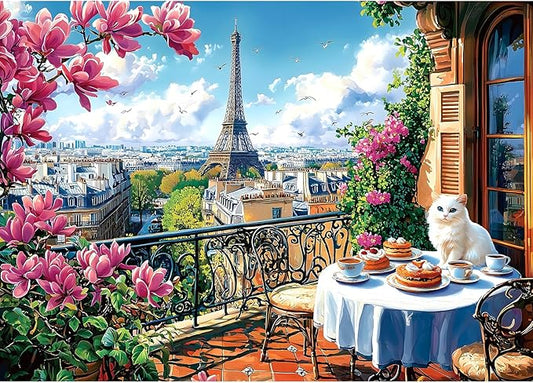 Spring Paris 1000 Piece Puzzles for Adults Clearance, Impossible Challenge Art Jigsaw Puzzle, for Gifts Party Games Family, 27.5" X 19.7" Dust-Free Puzzle