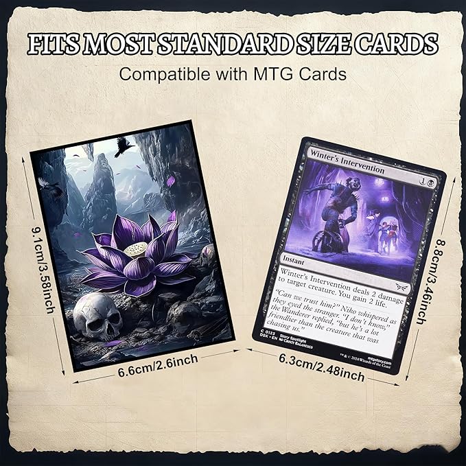 Kabinka MTG Card Sleeves - 100 Standard Size Pack Clear Front & Matte Finish Back with Lotus, Premium Sleeves for Magic The Gathering TCG