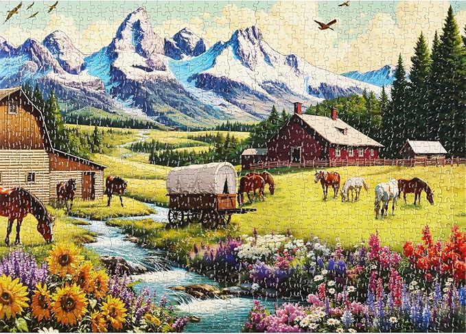 Sutinban 1000 Piece Puzzle for Adults,Snow Mountain Pastoral Jigsaw Puzzle 1000 Pieces,Serene and Simple Lifestyle Jigsaw Puzzles,Great Gift for Puzzle Lovers 27.5''X19.7''