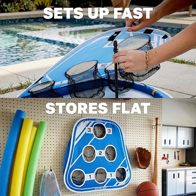 GoSports Splash Skip Floating Pool Cornhole Game – Stone Skipping Swimming Pool Game for Adults & Family – Water Cornhole Game for Pools & Lakes