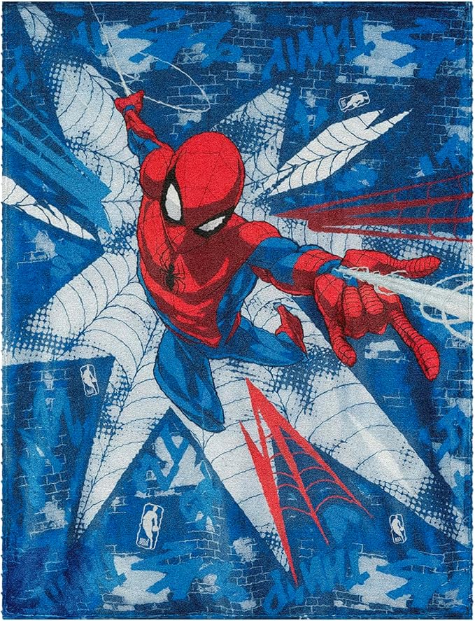 Northwest Disney Spiderman Plush Throw Blanket, 46" x 60" Silk Touch Soft Fleece Marvel Blanket for Boys Kids & Adults, Officially Licensed