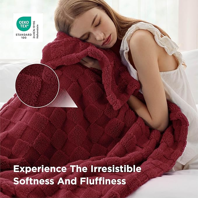Bedsure GentleSoft Blankets Queen Size for Bed - Super Soft Cozy Mother's Day Blanket for Kids Girls, Large Fuzzy Fleece Throw for Bedroom Decor, Red, 90x90 Inches