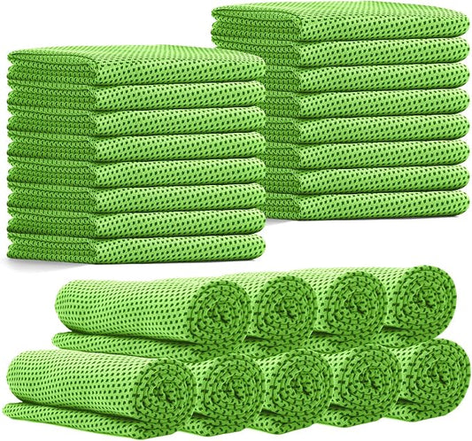 24 Pack Cooling Towels Bulk for Neck and Face 40"x12" Ice Cooling Sweat Rags Microfiber Soft Breathable Soft Chilly Towel for Yoga Golf Sport Running
