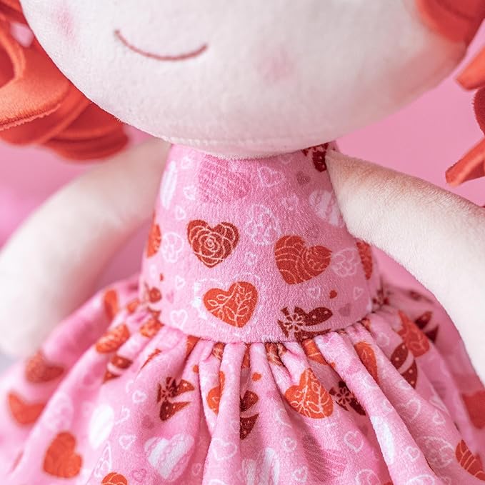 Gloveleya Personalized Name Baby Doll – Custom Red Hair Plush Girl Doll with Heart Dress 12", Unique Gift for Birthday, Baby Shower, Christmas & Holiday Keepsake for Toddlers and Little Girls