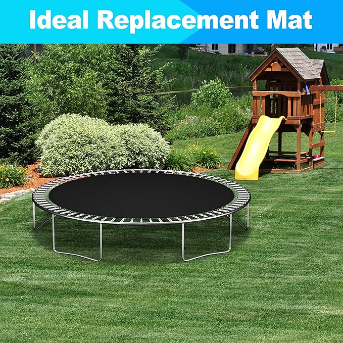 SPORTYOUTH Trampoline Replacement Mat, Fits 12ft 14ft 15ft Round Trampolines Frame with 72/88/96 V-Rings Using 5.5/6.5/7 in Springs, Water-Resistant, UV Resistant, Good Jumping Bounce