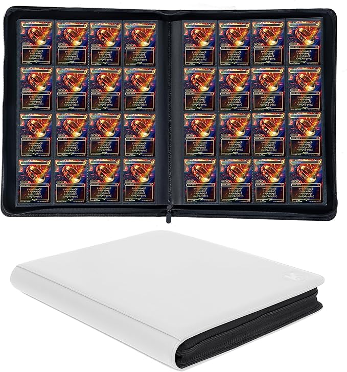 1000+ Pockets Trading Card Binder, 16-Pocket Card Ablum Compatible with MTG,Sports Cards & Other Standard Size Trading Cards (White)