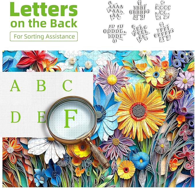 500 Piece Jigsaw Puzzle for Adults - 3D Floral Art with Unique Shapes | 23x15 Inch Decorative Puzzle for Relaxation & Home Decor | Ideal Gift for Plant Lovers