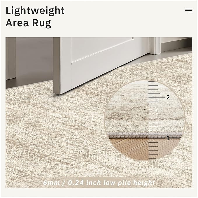 Soalmost 3x4 Rugs Non-Slip, Small Washable Kitchen Entryway Area Rug Beige | Vintage Low Pile Carpet for Nursery Coffee Table Bathroom, Foldable Stain Resistant Indoor Door Mat Entrance Powder Room