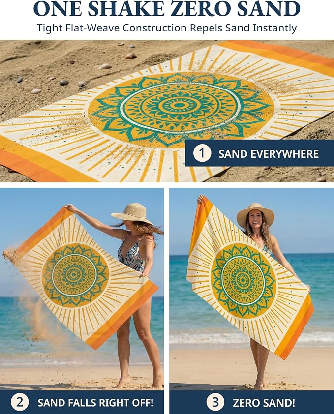 LANE LINEN Beach Towels 6 Pack, Bulk Beach Towels Oversized, Pool Towels for Adults, Pre-Washed, Sand Free Beach Towel, Fast Drying Beach Towel, 39"x71" - Modern Boho