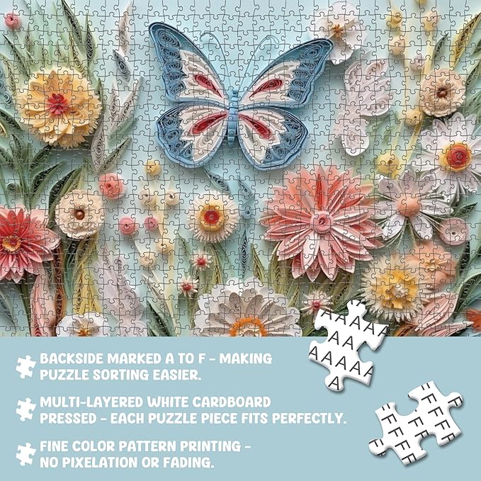 Puzzle 1000 Piece for Adults Jigsaw Featuring Aesthetic Home Decoration Unique Gift for Cat Lovers Premium Large Puzzle for Family Fun (Flutter&Bloom Puzzles-1000pcs)