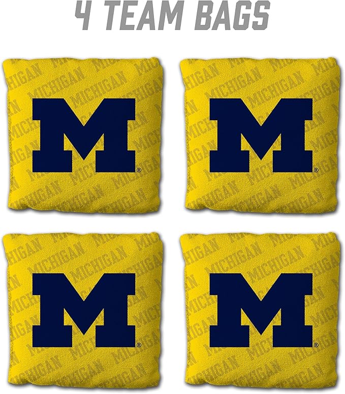 YouTheFan Officially-Licensed NCAA Set of 4 Cornhole Bags - All Weather Regulation 6” x 6” Size - 16oz Weight - Designed in USA