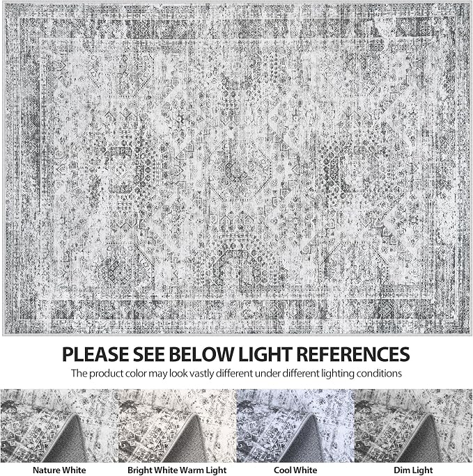 10x14 Area Rugs for Living Room Rug Washable: Abstract Large Rug Indoor Modern Carpet Non Slip for Dining Room Bedroom Nursery Home Office Grey