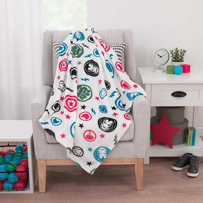 NoJo Marvel The Avengers Red, White, and Blue Super Soft Baby Blanket