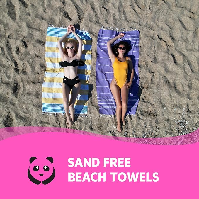 HAVLULAND Turkish Beach Towels, Oversized 40"x72" Turkish Bath Towel, Highly Absorbent Quick Dry Sand Free Beach Towels for Beach Pool Spa Gym Yoga Travel Camping Picnic Blanket - Pink/Blue