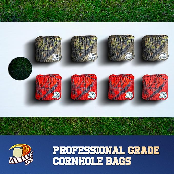 Cornhole365 - Stick & Slide - Professional Corn Hole Bag - Heavy-Duty Double-Stitched Polyester Fabric & Resin Filling for All-Weather - Versatile Regulation Size Cornhole Bean Bags - Set of 8