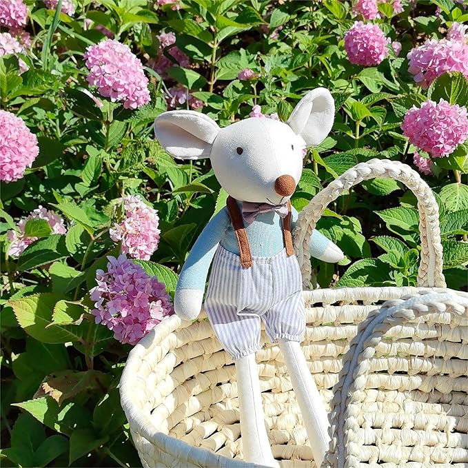 Prince Mouse Stuffed Animals,15.7" Tall Rat Plushies with Backpack Pants,Cute Stuffed Animal for Girls As Birthday, Easter