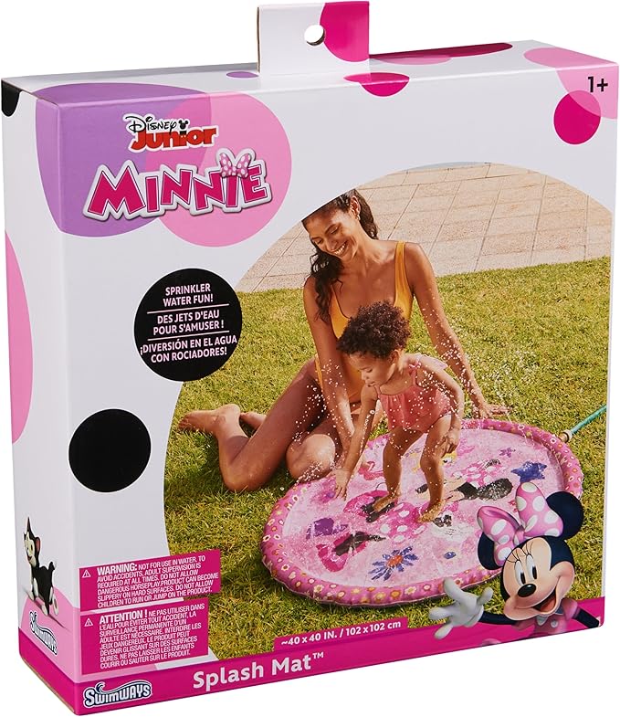SwimWays Minnie Mouse Splash Mat, Kids Splash Pad, Outdoor Toys, Disney Pool Party Supplies and Water Toys for Kids Ages 1 & Up