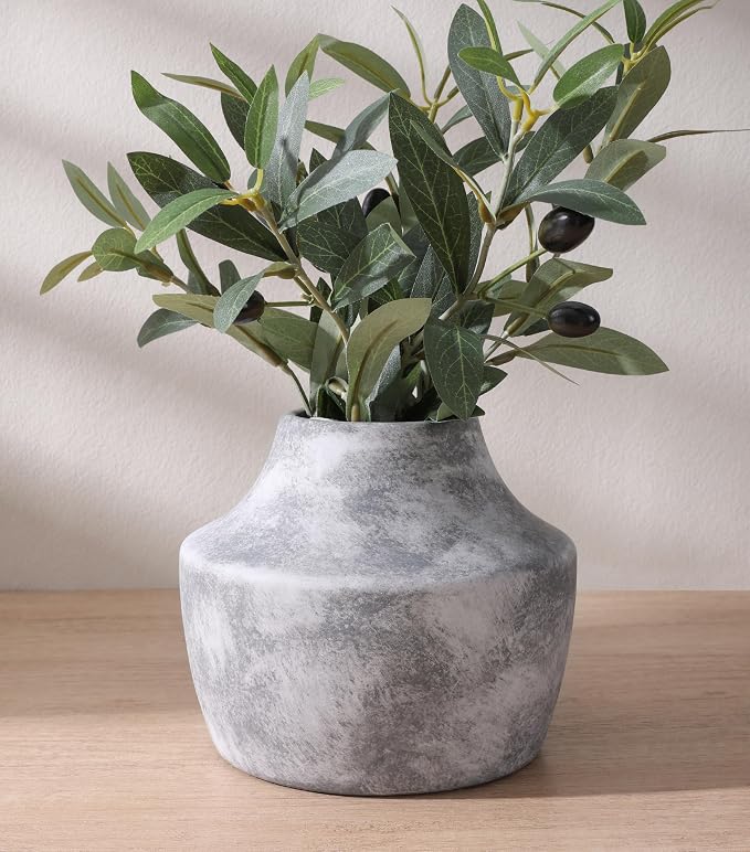 Ceramic Flower Vase, 5.3 Inch Rustic Vase for Flowers, Small Terracotta Pottery Vase for Home Decor, Farmhouse Decorative Vase for Living Room Kitchen Table Shelf Bedroom Decor