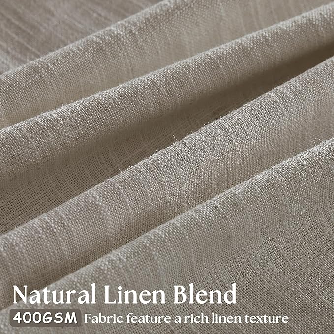 Burlywood Birch Pinch Pleated Linen Semi Sheer 54 Inch Curtains 2 Panels | for Dining Room Bedroom, Memory Training Shaped, Pinch Pleat Drapes with Hooks Rings, Light Filtering Window Curtain 40x54