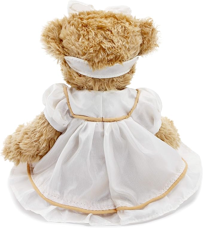 Oitscute Small Baby Teddy Bear with Cloth Cute Stuffed Animal Soft Plush Toy 10" (White Sleepwear)