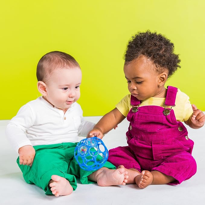 Bright Starts Oball Easy-Grasp Rattle BPA-Free Infant Toy in Blue, Age Newborn and up, 4 Inches (Pack of 2)