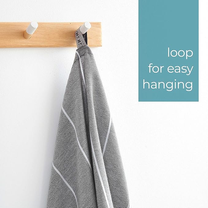 Cacala 100% Turkish Cotton Kitchen Tea Towels, Highly Absorbent Luxury Soft Quick Drying Dish Towel with Hanging Loop for Gym, Yoga, Bath, Sports, Cleaning and Kitchen (23 x 36), Antrasit