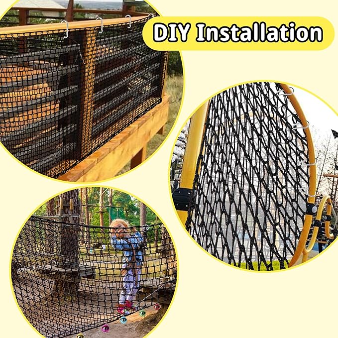 Climbing Cargo Net 9.8' x 9.8', Double Layers Playground Safety Net, with Storage Bag Climbing Net for Kids Outdoor Treehouse