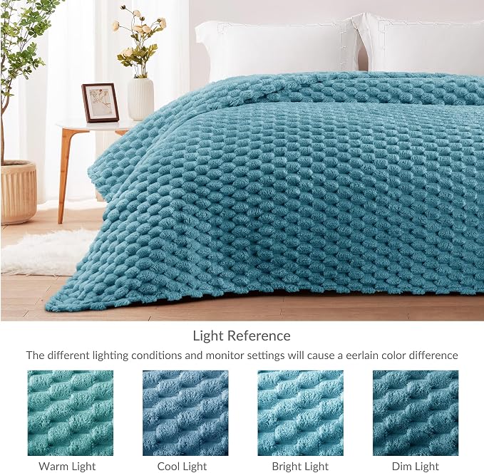 Whale Flotilla Soft Fleece King Size Bed Blanket 3D Jacquard, Slate Blue | Lightweight Breathable Coverlet Bedspread for All Seasons, Super Cozy Plush Fluffy Fuzzy Decorative Blanket for Bed, 90"x104"