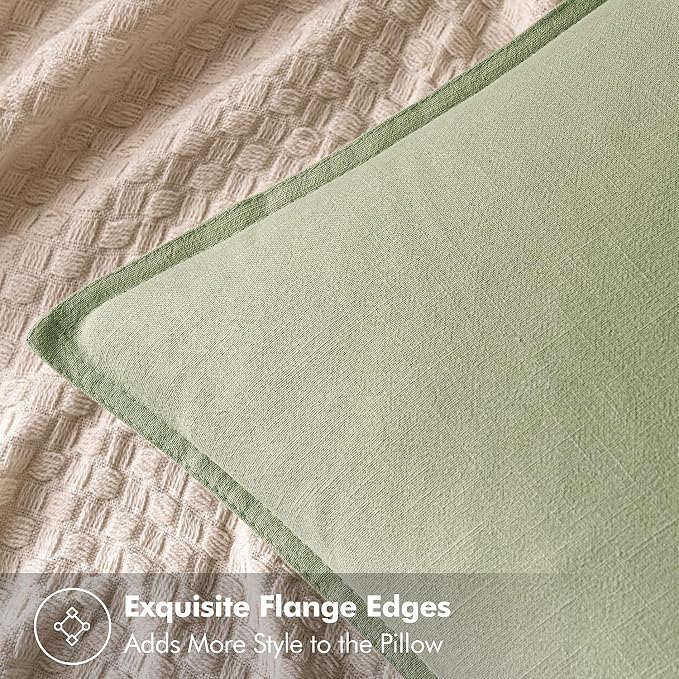 MIULEE Decorative Linen Pillow Covers 20x20 Inch Light Green | Boho Farmhouse Neutral Couch Throw Pillows for Bed, Pack of 2 Accent Modern Pillowcases, Sofa Livingroom Home Decor