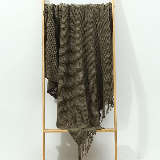 CREVENT Knitted Decorative Throw Blanket for Couch Sofa Chair Bed, Soft Breathable Lightweight for Spring Summer Fall (50''X60'' Green Dot)