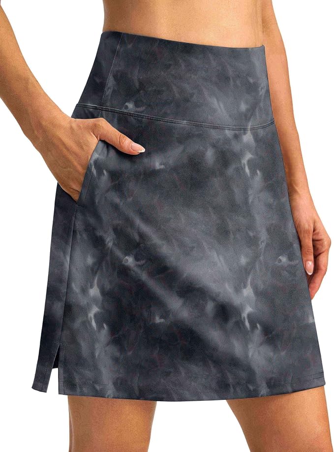 18" Skorts for Women 3 Pockets High Waist Long Athletic Tennis Skirt Golf Skort for Casual Summer Travel