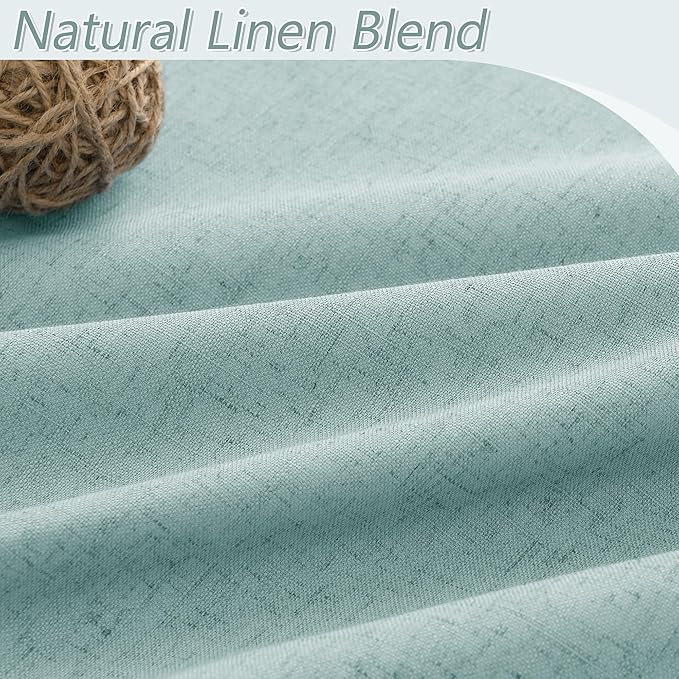 Guken Light Blue 100% Blackout Linen Curtains 84 Inch Length 2 Panels Set for Living Room Bedroom Back Tab/Rod Pocket Thermal Insulated Black Out Drapes Room Darkening Window Curtains 84 Inches Long